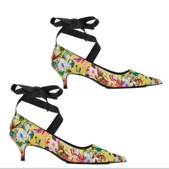 Zara TRAFALUC floral heels shoes. SIZE 8 - Picture 1 of 8